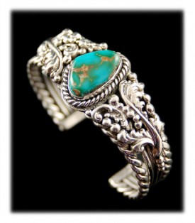 925 Sterling Silver Plated Engagement Jewelry ShantiInternational Original Green Copper Turquoise Bracelet 7.9