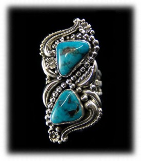 Victorian Style Turquoise Ring - Morenci Turquoise