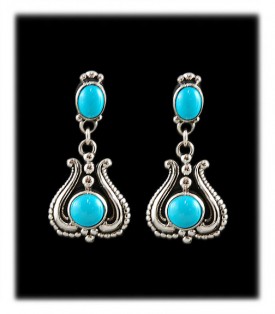 Turquoise in Silver Victorian Style Earrings