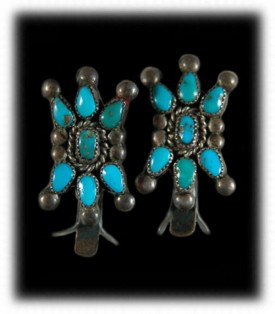 Details about   Navajo Native American Blue Cluster Turquoise Sterling Silver Earrings Gift 