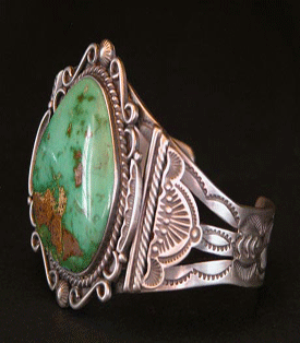 Native American Jewelry Kingman Turquoise Bracelet - PuebloDirect.com