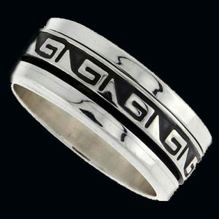 Greek Key Wedding Ring Silver Band