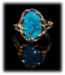 womens gold turquoise ring