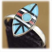 Modern Zuni Inlay Turquoise Womans Ring