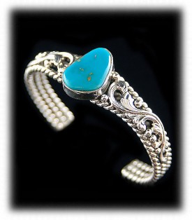Womens Silver and Blue Gem Turquoise Bracelet