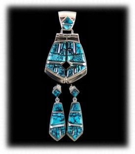 American Indian Necklace Set - Inlaid Turquoise