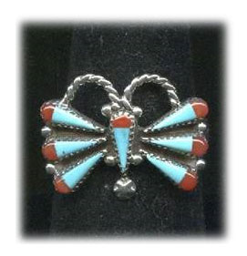 Zuni Turquoise and Coral Ring