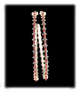 Zuni Silver Hoop Earrings in Coral or Turquoise