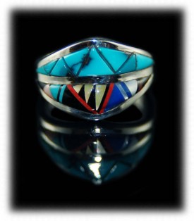 Zuni Indian Inlay Sterling Silver Ring