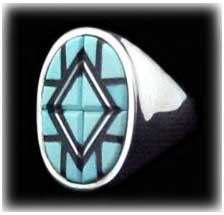 Zuni Inlay Turquoise Jewelry Ring