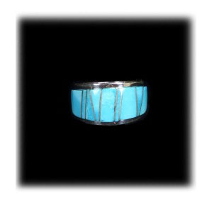 Zuni Inlay Band Ring with Sleeping Beauty Turquoise