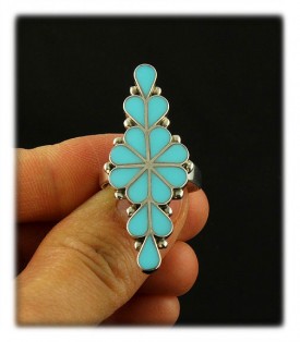 Zuni Inlay Ring with Sleeping Beauty Turquoise from Arizona