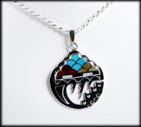 Zuni Inlay Pendant Storm pattern