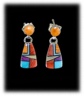 Multi-Colored Zuni Inlayed Earrings