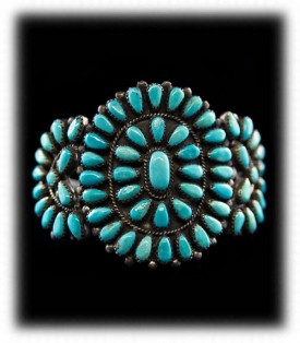 Zuni Petit Point Turquoise Bracelet - Native American Turquoise Jewelry