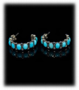 Zuni Petit Point Turquoise Hoop Earrings