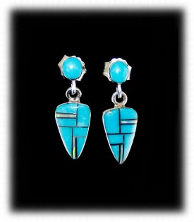 Zuni Turquoise Inlay Earrings