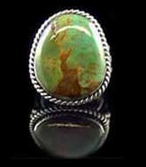 Artisan handmade Sterling Silver cocktail ring with natural Ajax Turquoise from Nevada, USA