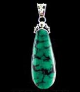 Native American Jewelry artisan handmade Sterling Silver pendant with Apache Variscite