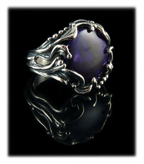 Lost Wax Technique ring with Sugilite