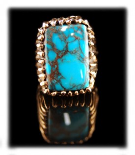 Lost wax style gold and Bisbee Turquoise ring