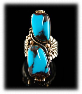 Lone Mountain Turquoise and Gold Ring