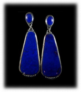 Large Silver Earrings with Lapis Lazuli Silver Earrings with Lapis Lazuli